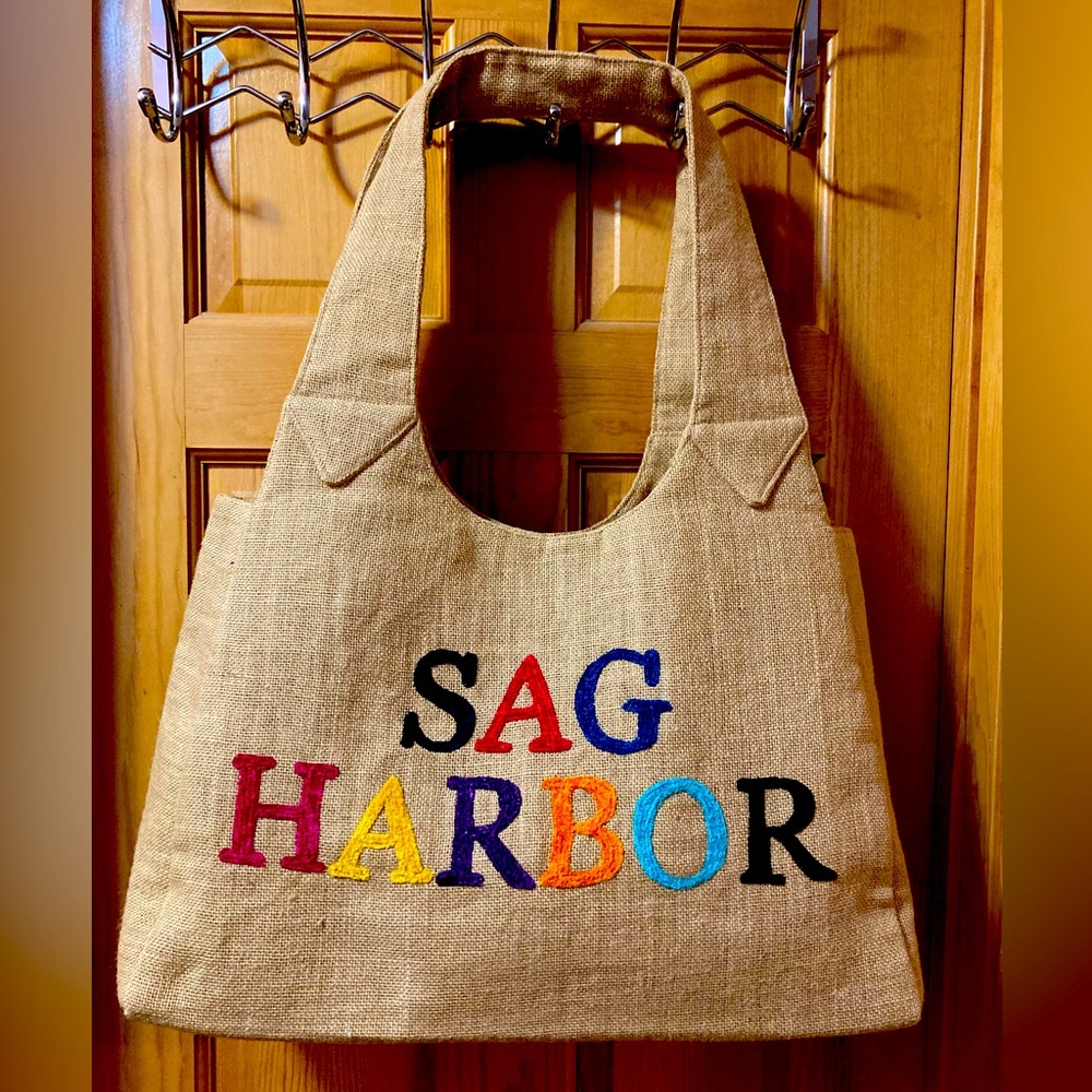 Moyna Jute Bag with embroidered Sag Harbor